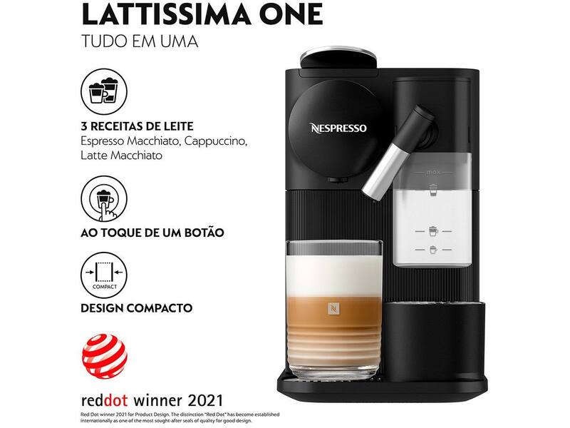 Cafeteira Nespresso New Lattissima One Preta para Café Espresso